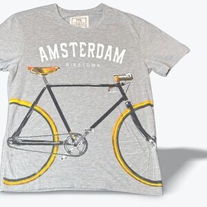 Fox Originals Amsterdam‎ BIKETOWN Graphic T Shirt Mens XL Grey Short Sleeve